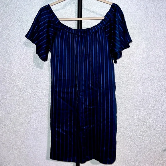 free people blue striped dress Free People Blue & White Stripe Embroidered Dress (with removable lini   The Saved Collection